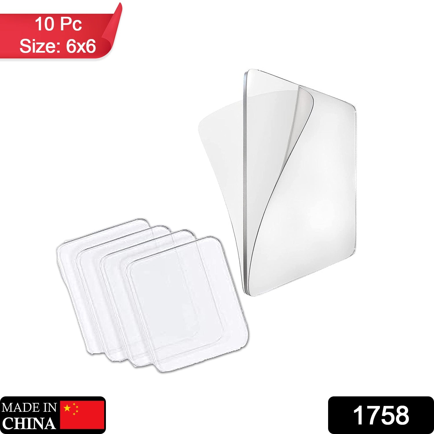 1758 Self Adhesive Tape Double Sided Heavy Duty Tap for Wall, Kitchen, Office, Wall, Car | Stickers for Home (Pack of 10 Pcs) (Size - 6cm x 6cm Each, Transparent) DeoDap 1758 Self Adhesive Tape Double Sided Heavy Duty Tap for Wall, Kitchen, Office, Wall, Car | Stickers for Home (Pack of 10 Pcs) (Size - 6cm x 6cm Each, Transparent) DeoDap